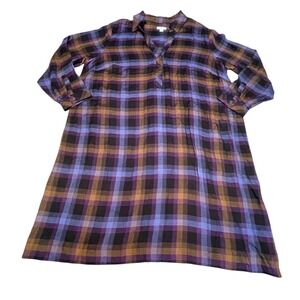 J. Jill Women's Plaid Shirt Dress Womens Size XL Preppy Business Casual Purple